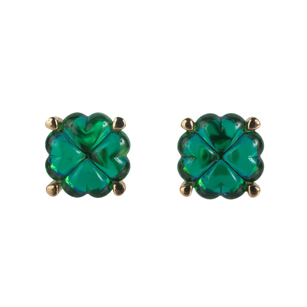  Baccarat Green Trefle Pendent Earrings