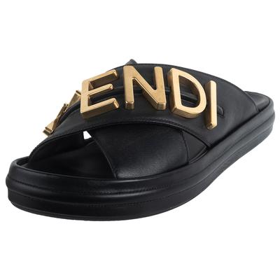 Fendi Size 38 Logo Slide Sandals 