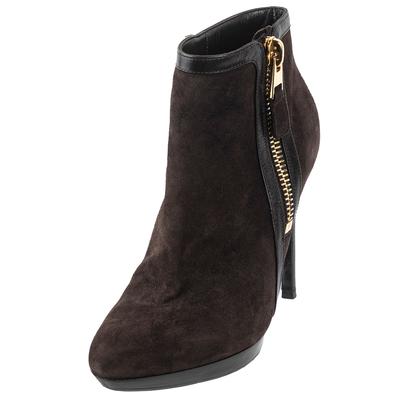 Tom Ford Size 37.5 Brown Suede High Heel Booties 