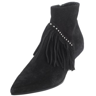 Celine Size 39.5 Black Suede Fringed Boots 