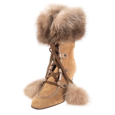 Tod's Size 35 Tan Suede & Fur Boots 