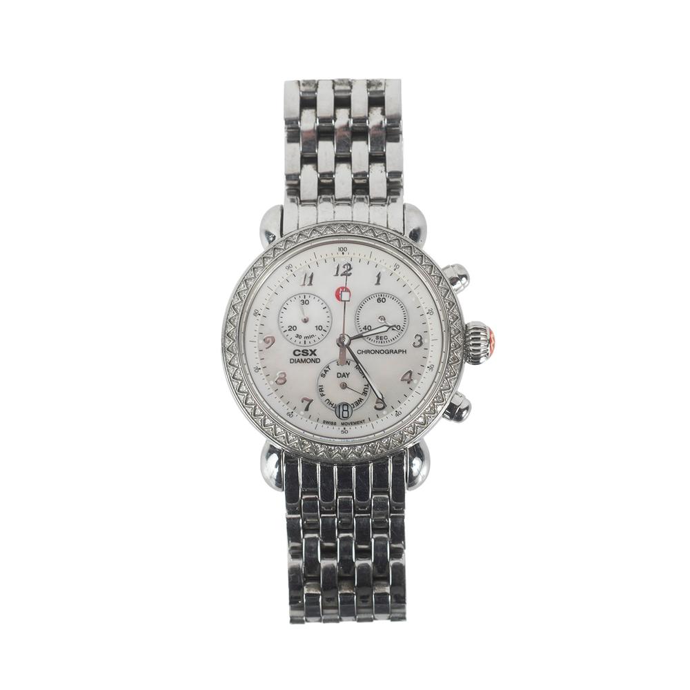  Michele Silver Chronograph Diamond Watch