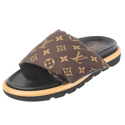 Louis Vuitton Size 40 Brown Velcro Monogram Sandals 