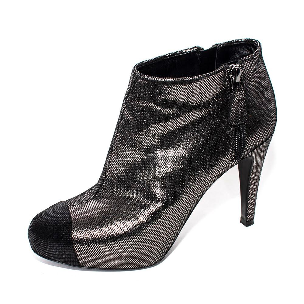  Chanel Size 36.5 Metallic Grey Boots