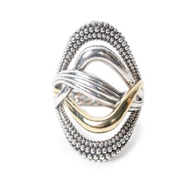 Lagos Caviar Size 7 Sterling Silver 18K YG Woven Ring