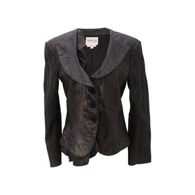 Armani Collezioni Size 6 Black Leather Jacket