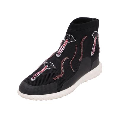 Valentino Garavani Size 8.5 Black Jewel Embellished Sneakers