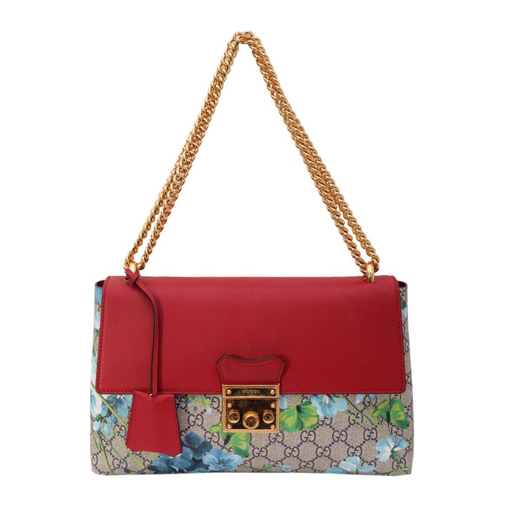  Gucci Floral Monogram Flap Handbag