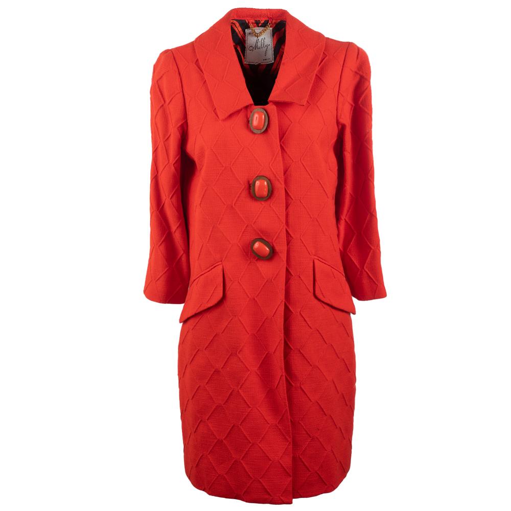  Milly Of New York Size 6 Orange 3 Button Coat