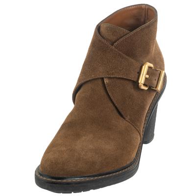 Fendi Size 38 Brown Suede Thick Heel Boots 