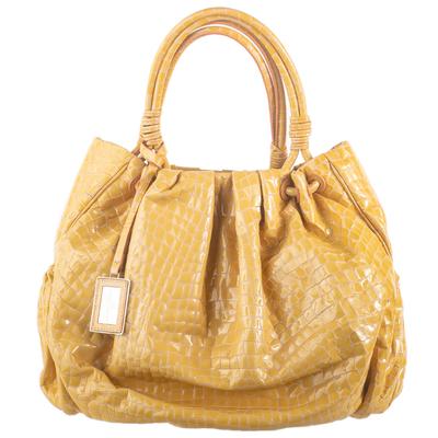Giorgio Armani Yellow Patent Leather Embossed Handbag 