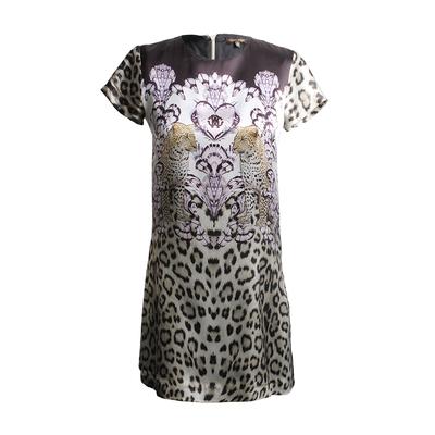 Roberto Cavalli Size Small Leopard Graphic Silk Dress