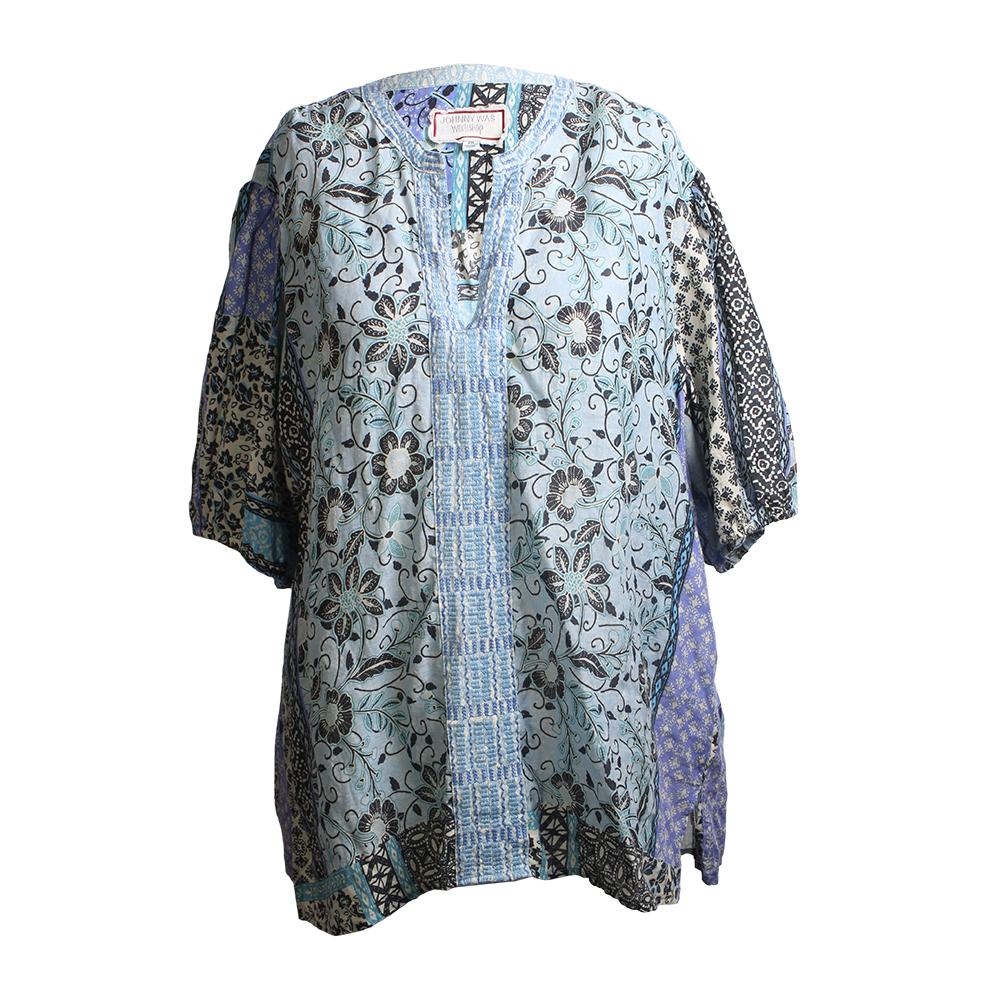  Johnny Was Size Xxl Short Sleeve Floral Print Top