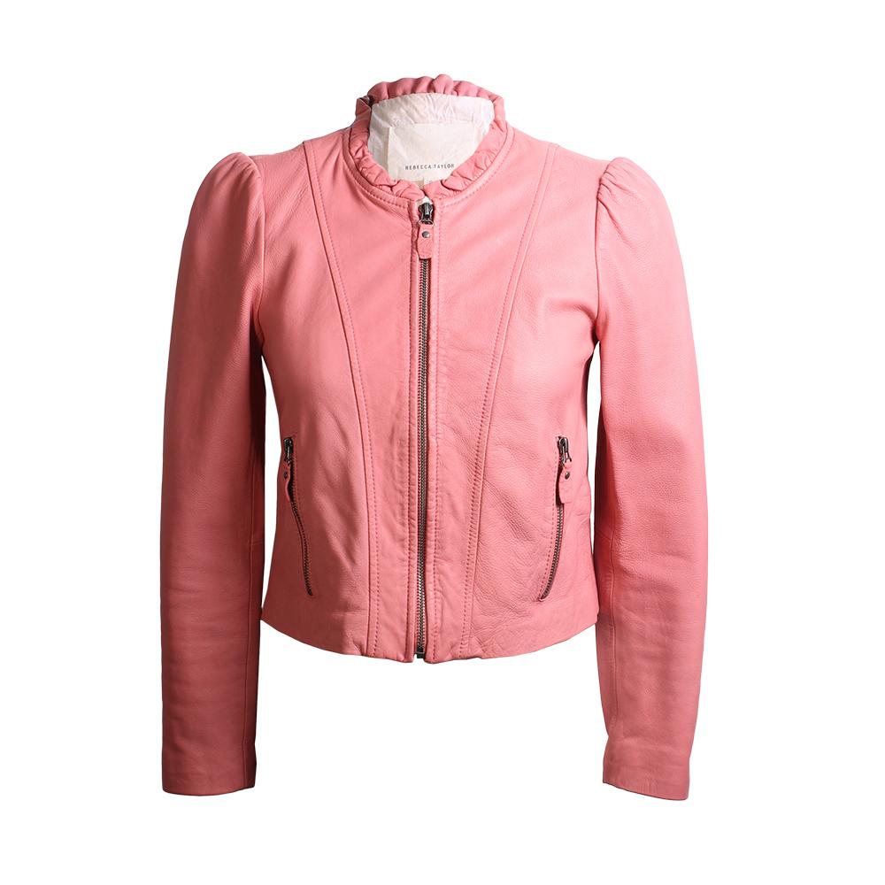  Rebecca Taylor Size 0 Pink Leather Jacket