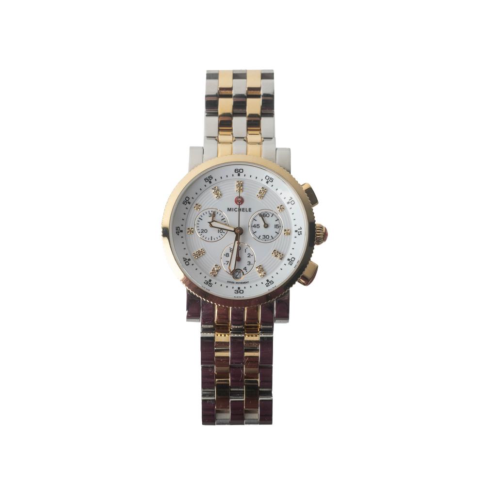  Michele 2- Tone Silver And Gold Sport Sail Watch