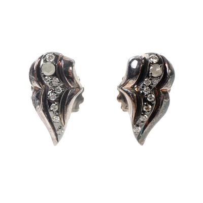 John Hardy Sterling Silver Lahar Wings Diamond Stud Earrings 