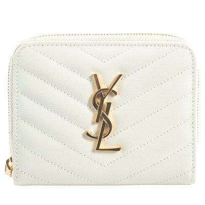 Saint Laurent White Leather Fold Over Wallet 