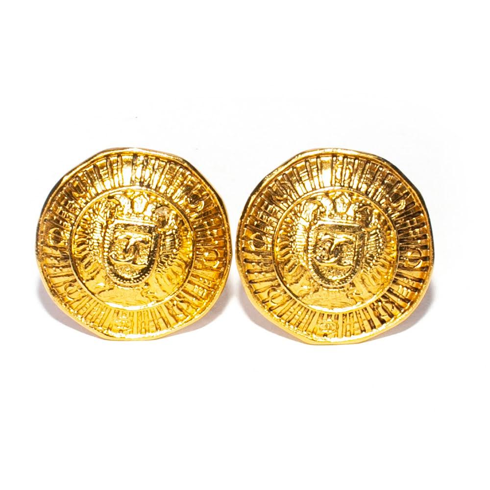  Chanel Gold Toned Clip On Earrings