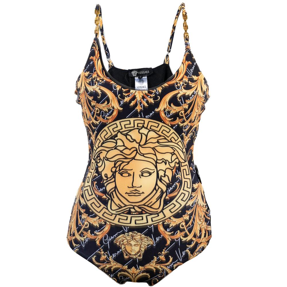  Versace Size Small Black & Gold Swimsuit