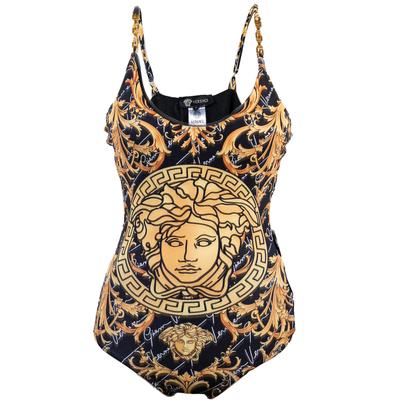 Versace Size Small Black & Gold Swimsuit 