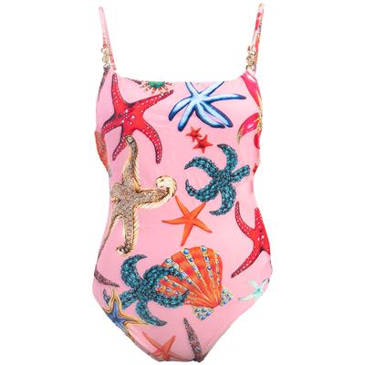 Versace Size Small Pink Starfish Print Swimsuit