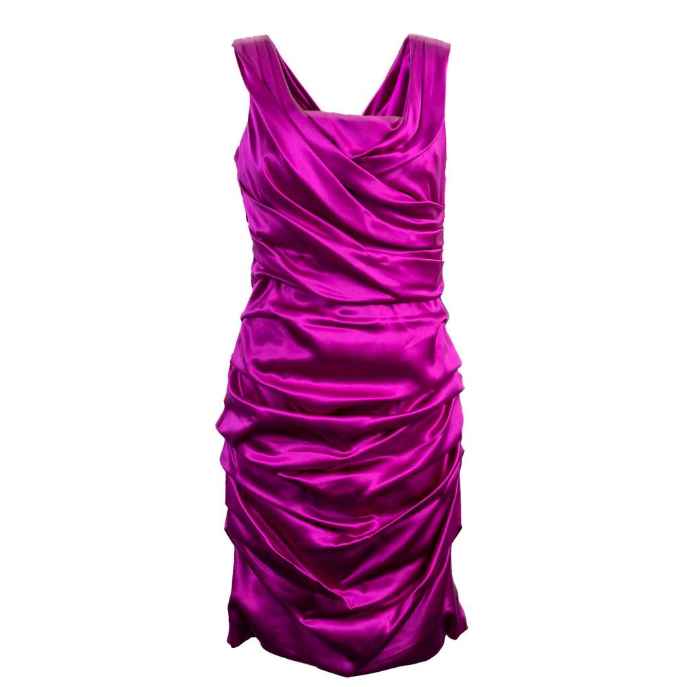  Dolce & Gabbana Size 46 Purple Silk Short Dress