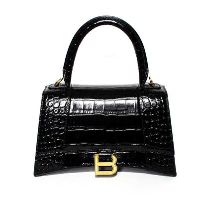 Balenciaga Size XS Black Hourglass Embossed Handbag