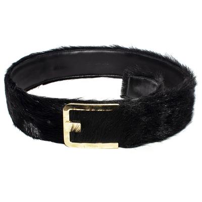 Prada Size 30 Black Faux Fur Belt