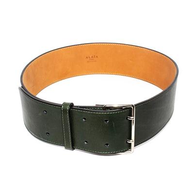 Alaia Size 44 Green Leather Belt