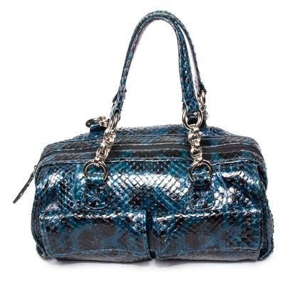 Carlos Falki Blue Snakeskin Handbag