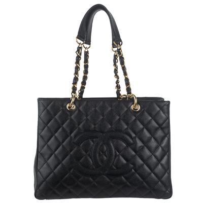 Chanel Large Black Quilted Leather GST Tote Handbag 