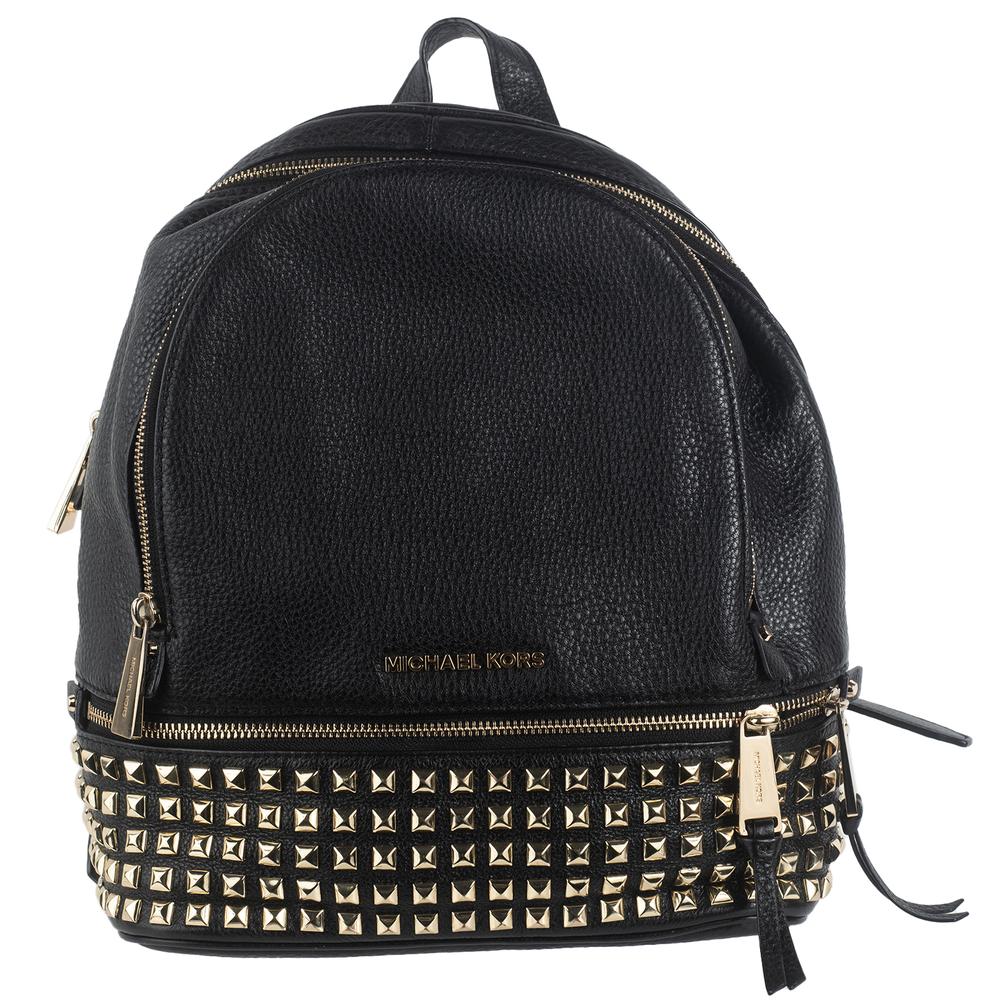  Michael M Kors Black Leather Studded Backpack
