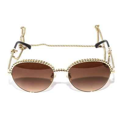 Chanel Brown Gold Chain Sunglasses
