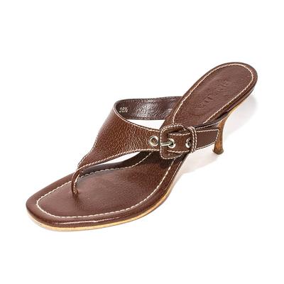 Prada Size 38.5 Vintage Brown Leather Sandals