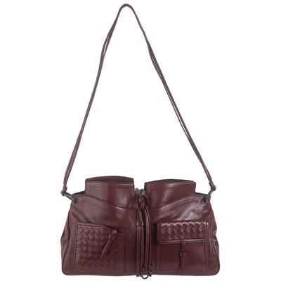 Bottega Veneta Burgundy Leather Shoulder Handbag 