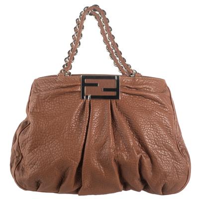 Fendi Large Brown Leather Tote Handbag 