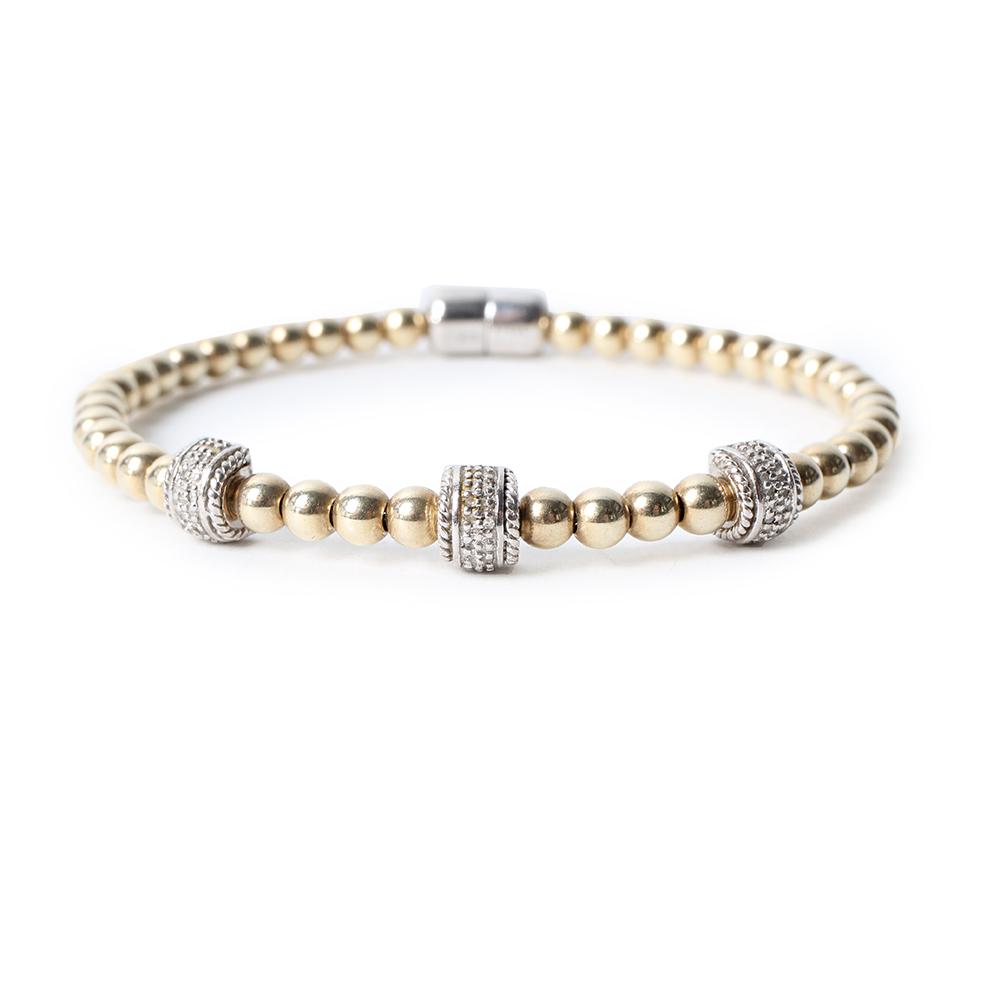  Sterling Silver And Gold Tone Magnetic Bracelet