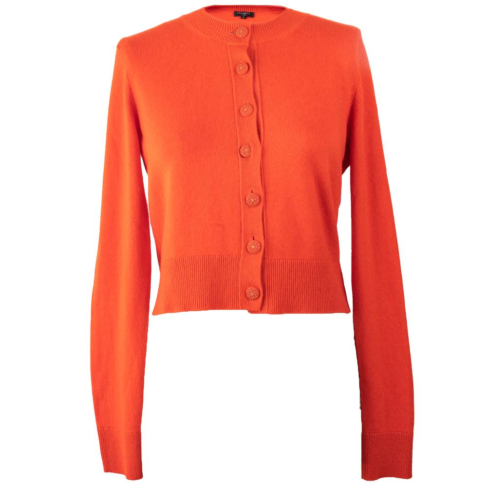  Chanel Size 36 Orange Cashmere Button Down Sweater