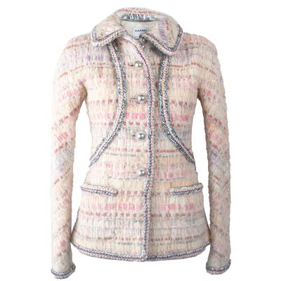 Chanel Size 36 Pink Woven Button Down Coat