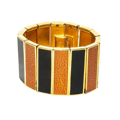YSL Vintage Gold Enameled Wide Bracelet