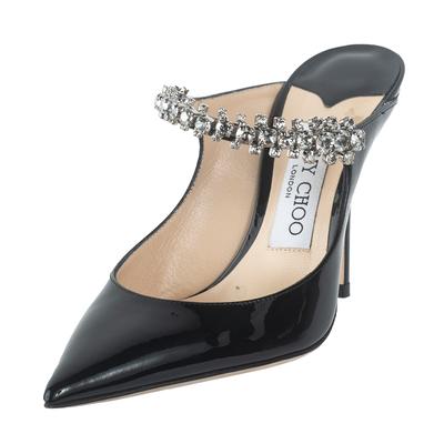 Jimmy Choo Size 35 BLack Patent Leather Jeweled High Heels 