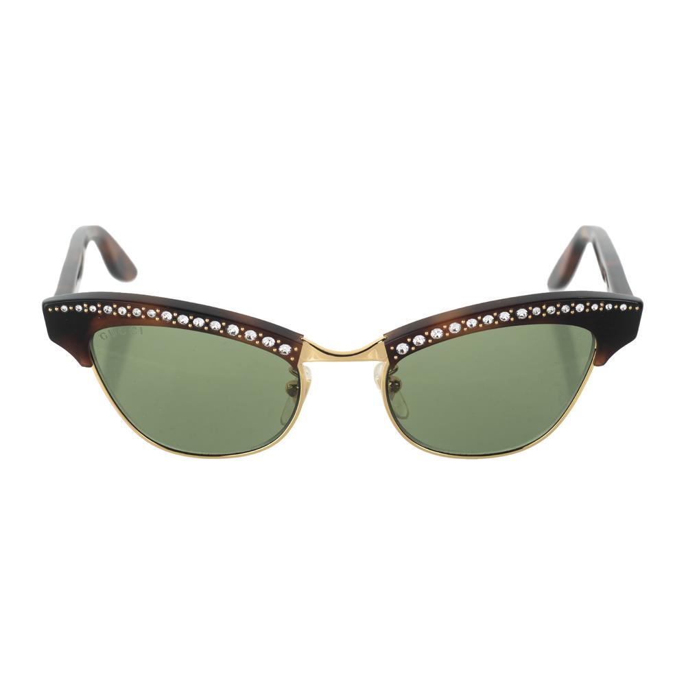  Gucci Brown Rhinestone Tort Cat- Eye Sunglasses