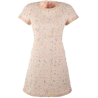 Chanel Size 36 Pink Short Sleeve 2 Pocket Tweed Short Dress 