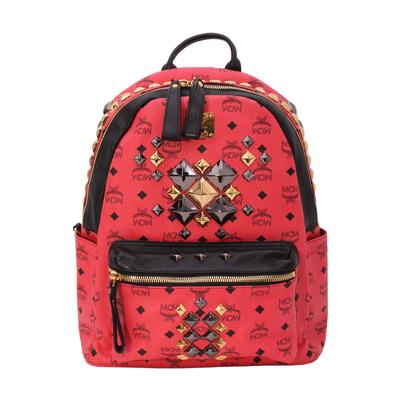MCM Red Studded Backpack