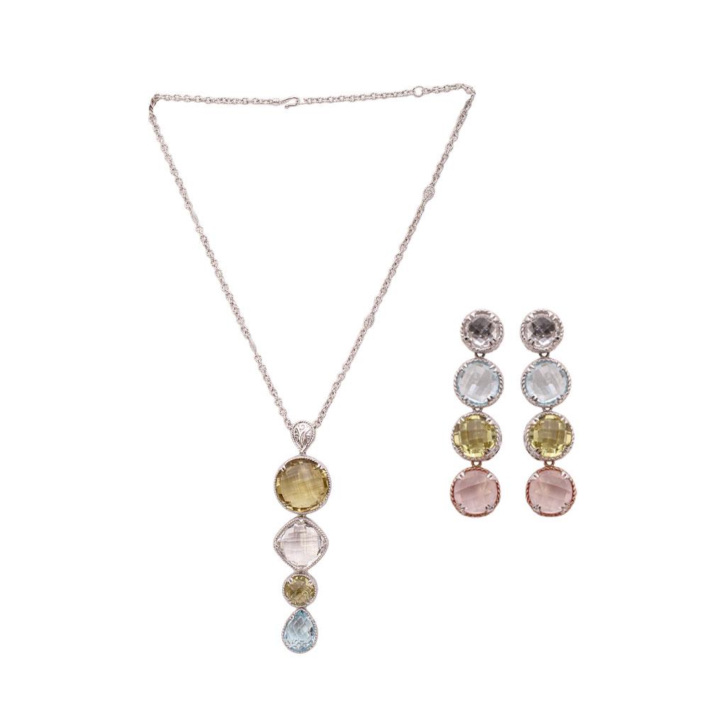  Adj Design Jewelry 925 And Stone Necklace And Earrings Set