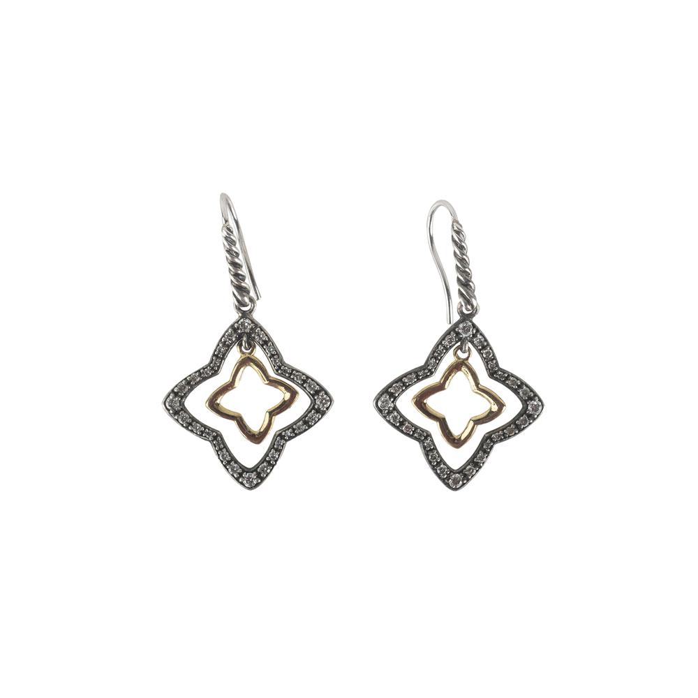  David Yurman Silver Diamond Earrings