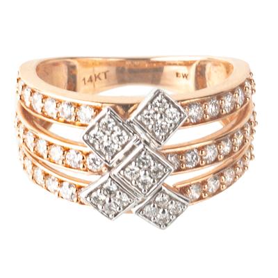 BW 14KT Size 6 White & Rose Gold Diamond Ring 