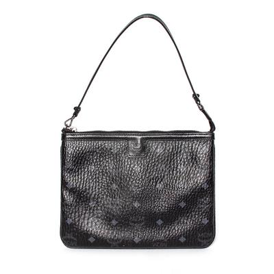 MCM Black Leather Pouch Clutch