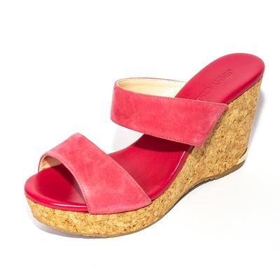 Jimmy Choo Size 39.5 Pink Suede Wedges