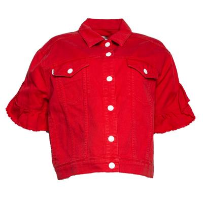 New MSGM Size 48 Red Denim Jacket